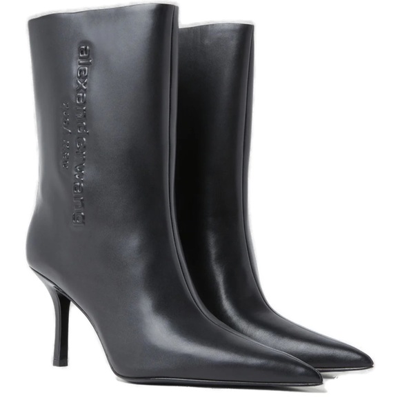 Alexander Wang Delphine 85 Ankle Boot With Silicone Logo in Black - Picture 1 of 12